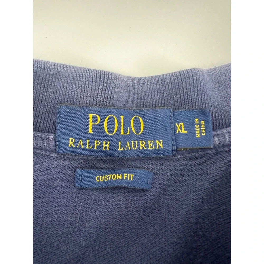 Polo Ralph Lauren Mens XL Custom Fit Navy Blue Short Sleeve Pique Polo Shirt